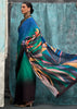 Multicolor Shaded Satin Crepe Printed Silk Saree