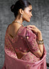 Rose Pink Embroidered Tissue Silk Saree