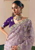 Blazing Lavender Embroidered Designer Silk Saree