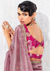 Elegant Mauve Embroidered Designer Silk Saree