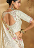 Pearl White Embroidered Georgette Silk Saree