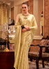 Cream Beige Woven Banarasi Tissue Silk Saree