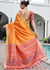 Orange Woven Silk Saree With Patola Pallu