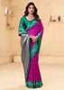 Magenta Pink Woven Satin Silk Saree
