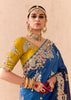 Medieval Blue Heavy Embroidered Designer Silk Saree