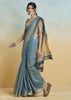 Cloud Grey Woven Banarasi Linen Silk Saree