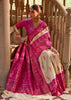 White And Pink Woven Kalamkari Banarasi Silk Saree