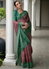 Earthy Brown & Green Printed Tussar SIlk Saree