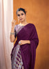 Passion Purple Satin Silk Saree with Ajrakh Printed Pallu and Blouse