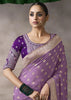 “Exclusive Offer” : Dusky Purple Banarasi Designer Saree With Embroidered Blouse