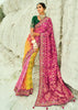 Yellow & Pink Woven Georgette Bandhej Designer Saree