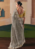 Taupe Grey Embroidered Designer Silk Saree
