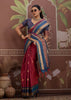 Amarican Red Woven Banarasi Tussar Silk Saree