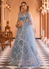 Teal Blue Embroidered Net Lehenga