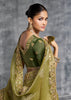 Olive Green Embroidered Tissue Silk Saree
