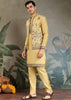 Sunlight Yellow Embroidered Stitched Kurta Set With Jacket