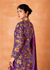 Orchid Purple Embroidered Suit Set With Floral Print