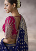 “Exclusive Offer” : Navy Blue Banarasi Designer Saree With Embroidered Blouse