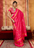 Raspberry Pink Woven Banarasi Silk Saree