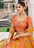 Yellow & Orange Heavy Embroidered Designer Lehenga