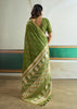 Medium Green Woven Tussar Silk Saree
