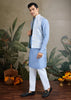 Light Blue Plain Kurta with Jacquard Jacket