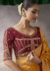 “Exclusive Offer” : Marigold Yellow Banarasi Designer Saree With Embroidered Blouse