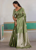 Sage Green Woven Satin Silk Saree