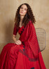 Aurora Red Printed Satin Silk Saree