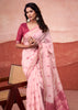 Baby Pink Woven Cotton Silk Saree