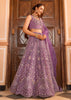 Lilac Purple Embroidered Net Lehenga