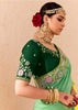 Lime Green Heavy Embroidered Designer Silk Saree