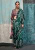 Hunter Green Satin Crepe Printed Silk Saree