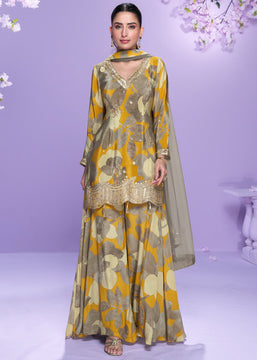 Mustard Yellow Digital Printed Designer Palazzo Set