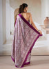 Wine Purple Printed Satin Silk Saree