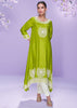 Lime Green A-Line Embroidered Kurta