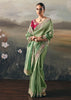 Pista Green Tissue Embroidered Wedding Wear Saree
