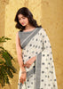 Lily White Woven Linen Silk Saree