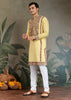 Festive Yellow Embroidered Stitched Kurta Set