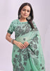 Sea Green Woven Cotton Linen Silk Saree