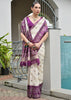 White & Purple Woven Banarasi Patola Silk Saree