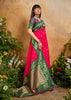 Raspberry Red Woven Soft Silk Saree