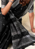 Classic Black Woven Linen Silk Saree