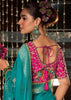 "Exclusive Offer" : Teal Blue Woven Embroidered Banarasi Silk Saree