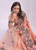 Salmon Peach Woven Cotton Linen Silk Saree