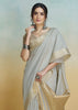 Smoke Grey Woven Banarasi Linen Silk Saree