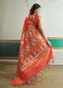 Spicy Orange Woven Tussar Silk Saree