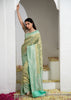 Isha: Sage Green Banarasi Tissue Silk Saree