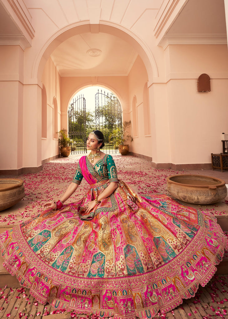 Royal Pink Banarasi Silk Embroidered Lehenga