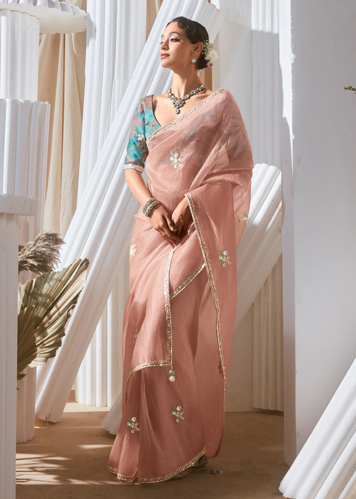 Pre Order:Bloom Pink Designer Silk Saree